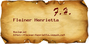 Fleiner Henrietta névjegykártya